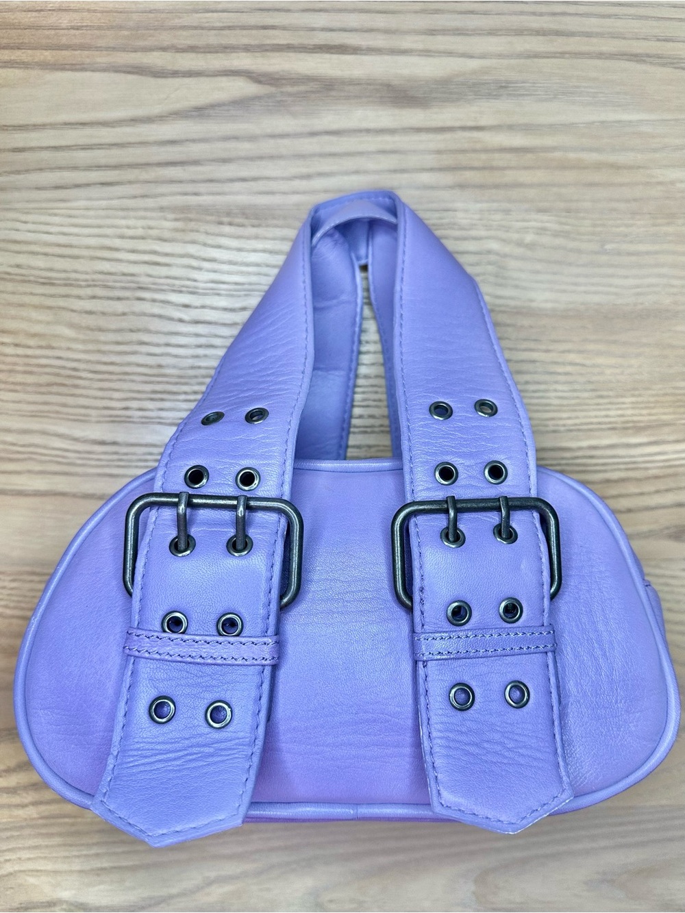 Free People Say Yes Purple Lavender Handbag Mini Faux Leather Vegan Buckle Bag - Picture 2 of 7
